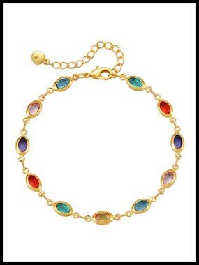18K Gold Plated Anklet Adjustable Chain Ankle Bracelet for Women